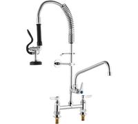 VEVOR Robinet de Cuisine Commercial avec Pulvérisateur de Pré-rinçage, Mitigeur avec Douchette Extractible, 660 mm de Haut, Entraxe 203 mm, Bec Pivotant 305 mm, Montage sur Pont, pour Évier Rstaurant