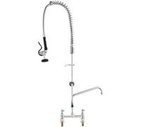 VEVOR Robinet de Cuisine Commercial avec Pulvérisateur de Pré-rinçage, Mitigeur avec Douchette Extractible, 1120 mm de Haut, Entraxe 203 mm, Bec Pivotant 305 mm, Montage sur Pont, pour Évier Rstaurant