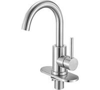VEVOR Robinet d'évier à poignée unique, mitigeur de cuisine à arc élevé, finition nickel brossé, avec aérateur anti-éclaboussures, pour salle de bain, camping-car, évier de bar, toilettes publiques