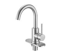 VEVOR Robinet d'évier à poignée unique, mitigeur de cuisine à arc élevé, finition nickel brossé, avec aérateur anti-éclaboussures, pour salle de bain, camping-car, évier de bar, toilettes publiques