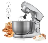 VEVOR Robot Pâtissier 4,2 L, Batteur sur Socle 1500 W, Mixeur à Pâte 10 Vitesses et Fonction Pulse, Bol en Inox, Tête Inclinable, avec Crochet Pétrisseur, Fouet et Batteur, pour Mélange Pétrissage