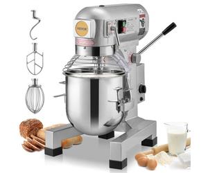 VEVOR Robot Pâtissier Commercial 28,5 L, Batteur sur Socle avec 3 Vitesses Réglables, Mixeur à Pâte 1100 W avec Bol en Inox et 3 Accessoires de Mélange, pour Restaurant, Boulangerie, Pâtisserie, Café