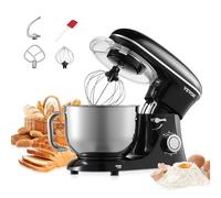 VEVOR Robot pâtissier domestique 1400 W, batteur sur socle 5,68 L, mixeur à pâte avec 6+P vitesses, tête inclinable, avec bol en acier inox, crochet, fouet, batteur plat, grattoir, pour cuisson, noir
