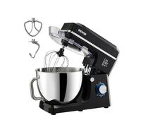 VEVOR Robot pâtissier domestique 1400 W, batteur sur socle 7,84 L, mixeur à pâte avec 6+P vitesses, tête inclinable, avec bol en acier inox, crochet, fouet, batteur plat, grattoir, pour cuisson, noir