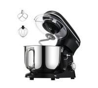 VEVOR Robot pâtissier domestique 1400 W, batteur sur socle 5,68 L, mixeur à pâte avec 6+P vitesses, tête inclinable, avec bol en acier inox, crochet, fouet, batteur plat, grattoir, pour cuisson, noir