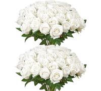 VEVOR Rose Artificielle Fleurs Artificielles Blanches pour Décoration Lot de 60