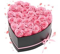 VEVOR Rose Éternelle 27 Fleurs Éternelles Préservées Boîte Forme de Cœur, Bouquet Roses Éternelles, Cadeau pour Elle, Femme, Épouse, Maman, Sœur, Mamie, Amie, Anniversaire, Saint-Valentin, Noël, Rose
