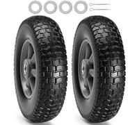 VEVOR Roue à pneu à plat en PU, 254 mm, lot de 2, charge dynamique 81,6 kg, charge statique 99,8 kg, pneus et roues sans chambre à air pour diable, chariot utilitaire, chariots, remorques de jardin