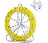 VEVOR Roue de câble en fibre de verre Ø7,9mm x 150m Tige en fibre de verre y compris dévidoir en acier Gants Poignée de frein Têtes de traction métalliques Bande de poisson -40℃ à +80℃ Aide au tirage