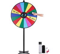 VEVOR Roue de la fortune 91 cm avec 18 compartiments, roue de roulette avec stylo effaçable à sec & 2 marqueurs, à poser sur une table ou sur le sol pour jouer à des jeux de hasard pour des fêtes, des