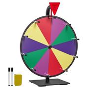 VEVOR Roue de loterie 304,8 mm, roue de la fortune rotative sur table à 10 emplacements avec support, roulette de fortune avec effaçable à sec et 2 marqueurs, 5 couleurs, pour fête, salon, carnaval