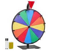VEVOR Roue de loterie 304,8 mm, roue de la fortune rotative sur table à 12 emplacements avec support, roulette de fortune avec effaçable à sec et 2 marqueurs, 6 couleurs, pour fête, salon, carnaval