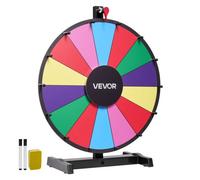 VEVOR Roue de loterie 457,2 mm, roue de la fortune rotative sur table à 14 emplacements avec support, roulette de fortune avec effaçable à sec et 2 marqueurs, 6 couleurs, pour fête, salon, carnaval