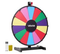 VEVOR Roue de loterie 457,2 mm, roue de la fortune rotative sur table à 14 emplacements avec support, roulette de fortune avec effaçable à sec et 2 marqueurs, 6 couleurs, pour fête, salon, carnaval