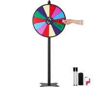 VEVOR Roue de Loterie 601 mm, Roue de Fortune Effaçable à Sec à 14 Emplacements, Roue de la Chance sur Table ou sur Pied, avec 2 Marqueurs, Rotation Douce et Équilibré Bingo Jeu, Jeu pour Fête Salon