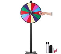 VEVOR Roue de Loterie 601 mm, Roue de Fortune Effaçable à Sec à 14 Emplacements, Roue de la Chance sur Table ou sur Pied, avec 2 Marqueurs, Rotation Douce et Équilibré Bingo Jeu, Jeu pour Fête Salon