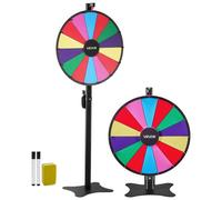 VEVOR Roue de loterie 610 mm, roue de la fortune rotative à 14 emplacements avec support, hauteur réglable, roulette de fortune avec effaçable à sec et 2 marqueurs, 6 couleurs, pour fête, pub, salon