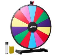 VEVOR Roue de loterie 610 mm, roue de la fortune rotative sur table à 14 emplacements avec support, roulette de fortune avec effaçable à sec et 2 marqueurs, 6 couleurs, pour fête, pub, salon, carnaval