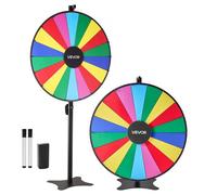 VEVOR Roue de loterie 914,4 mm, roue de la fortune rotative à 18 emplacements avec support, hauteur réglable, roulette de fortune avec effaçable à sec et 2 marqueurs, 6 couleurs, pour fête, pub, salon