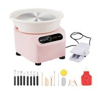 VEVOR Roue de Poterie 250 mm, Tour de Potier Électrique 350 W, avec Pédale Écran Tactile LCD et Tablier, Mini Roue de Poterie à Entraînement Direct, pour Céramique Bricolage Artisanat d'Art, Rose