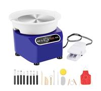 VEVOR Roue de Poterie 250 mm, Tour de Potier Électrique 350 W, avec Pédale Écran Tactile LCD et Tablier, Mini Roue de Poterie à Entraînement Direct, pour Céramique Bricolage Artisanat d'Art, Bleu