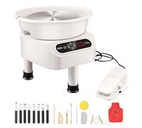 VEVOR Roue de Poterie 250 mm, Tour de Potier Électrique 350 W, avec Pédale Écran Tactile LCD, Mini Roue de Poterie à Entraînement Direct, 3 Pieds, pour Céramique Fabrication Bricolage Artisanat, Blanc