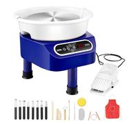 VEVOR Roue de Poterie 250 mm, Tour de Potier Électrique 350 W, avec Pédale Écran Tactile LCD, Mini Roue de Poterie avec 3 Pieds de Support, pour Céramique Fabrication Bricolage Artisanat d'Art, Bleu