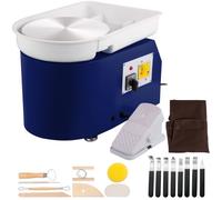 VEVOR Roue de Poterie 28 cm 350 W Machine à Tour de Potier Bleu électrique avec Pédale Tour Céramique Matériel Poterie Bassin Amovible