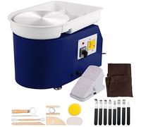 VEVOR Roue de Poterie 35 cm 450 W Machine à Tour de Potier Bleu Électrique avec Pédale, Mini Roue de Poterie avec Bassin Amovible Plateau Tournant, Outil pour Céramique Argile Fabrication Bricolage