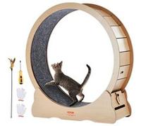 VEVOR Roue d'exercice pour Chat 1100 mm Grande Roue de Course d'Intérieur, avec Tapis Roulant Amovible, Teaser pour Chat pour Courir, Marcher, Entraîner, Convient à la Plupart des Chats, Couleur Bois