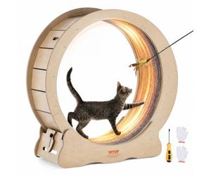 VEVOR Roue d'Exercice pour Chat 750 mm Grande Roue de Course pour Chat d'Intérieur, avec Tapis Roulant Amovible, Teaser pour Chat pour Courir, Marcher, Entraînement, Convient à la Plupart des Chats