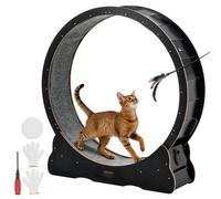 VEVOR Roue pour Chat 120 cm Roue d'Exercice pour Chat 8,6-12,7 kg Tapis Roulant pour Chats Intérieur pour Course Marche Entraînement, avec Piste Recouverte de Moquette, Mécanisme de Verrouillage, Noir