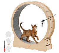 VEVOR Roue pour Chat 120 cm Roue d'Exercice pour Chat 8,6-12,7 kg Tapis Roulant pour Chats Intérieur pour Course Marche Entraînement, avec Piste en Moquette, Mécanisme de Verrouillage, Couleur Bois