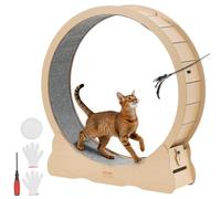 VEVOR Roue pour Chat 120 cm Roue d'exercice pour Chat 8,6-12,7 kg Tapis Roulant pour Chats Intérieur pour Course Marche Entraînement, avec Piste en Moquette, Mécanisme de Verrouillage, Couleur Bois