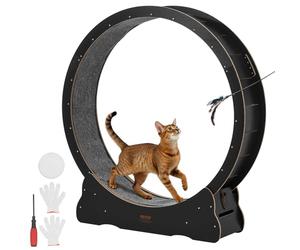VEVOR Roue pour Chat 132 cm Roue d'Exercice pour Chat 8,2-13,6 kg Tapis Roulant pour Chats Intérieur pour Course Marche Entraînement, avec Piste Recouverte de Moquette, Mécanisme de Verrouillage, Noir