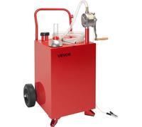 VEVOR Rouleau à carburant 75 L, réservoir d'essence & de diesel avec pompe de transfert manuelle, bidon de carburant avec 2 roues & 3 m de tuyau, réservoir de gaz