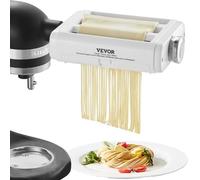VEVOR Rouleau à Pâtes pour KitchenAid 3-en-1 Accessoire à Pâtes pour Robot Pâtissier avec Laminoir et 2 Rouleaux Découpeurs en Inox 8 Réglages d’Épaisseur 0,3-2 mm pour Spaghetti Tagliatelle Tortillas