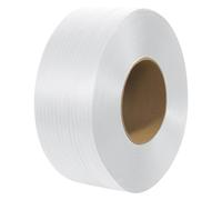 VEVOR Rouleau de cerclage en polypropylène (PP) pour emballage, 3000 m x 12,7 mm x 0,8 mm, bobine de cerclage robuste pour palettes, résistance 110 kg, feuillard de cerclage robuste et portable, blanc