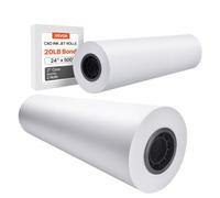 VEVOR Rouleau de papier à dessin blanc, grand format, 610 mm x 152,4 m, lot de 2 rouleaux de papier pour traceur CAO, noyau de 76,2 mm, pour plans d'ingénierie, cartes SIG, conceptions architecturales