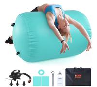 VEVOR Rouleau Gonflable Gymnastique 80 x 80 x 132,5 cm, Tapis de Gymnastique avec Pompe Électrique, Entraîneur de Flexion Arrière pour Usage Domestique/Salle de Sport/Yoga/Plage/Parc, Vert Menthe