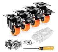 VEVOR Roulettes Pivotantes Lot de 4 Roulettes pour Meubles Industrielles 50,8 mm Roues Silencieuses en PVC avec Frein à Double Verrouillage Capacité de Charge 68 kg par Roulette pour Chariots Établis