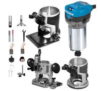VEVOR Fraiseuse à bois Défonceuse 710 W, Fraiseuse à bois compacte avec 3 bases, 10000-30000 tr/min Chanfreineuse, 1/4" & 3/8" multifonction avec base inclinable Base plongeante, Plastifieuse pour le
