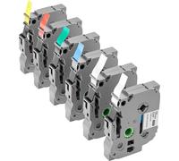 VEVOR ruban d'écriture, pack de 6, 12 mm, couleur, compatible avec différents types de Brother P-Touch, PT-1230PC, PT-1280, PT-D200, PT-P400, pour TZe-131 TZe-231 TZe-431 TZe-531 TZe-631 TZe-731