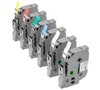VEVOR Ruban d'Étiqueteuse, Lot de 6, 12 mm, Colorés, Compatible avec Plupart des Étiqueteuses Brother P-Touch, Impressions Nettes, Rechange pour TZe-131, TZe-231, TZe-431, TZe-531, TZe-631, TZe-731