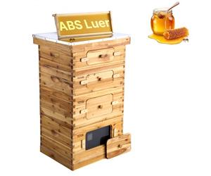VEVOR Ruche d'abeilles, 40 cadres, bois de sapin enduit de cire d'abeille, 2 boîtes profondes 2 moyennes, kit ruche Langstroth, fenêtres acrylique transparent fondations pour apiculteurs pro débutants