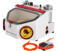 VEVOR Sableuse Dentaire 2 Réservoirs 4KG/CM Cabine de Sablage Professionnelle Électrique 2 Stylos Sableuse Légère LED Buse 1,2 mm Pédale de Commande pour Laboratoire Polissage Prothésiste Dentiste