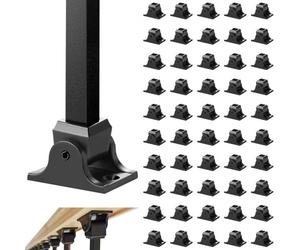 VEVOR Sabots de Garde-corps Carrés 50PCS Base Support de Balustre en Alliage d'Aluminium Inclinée, Tiges Forgées avec Trous de Vis pour Balustrade d'Escalier 12,7 mm, Revêtement par Pulvérisation Noir
