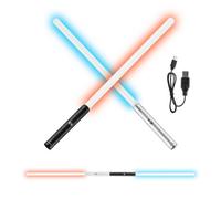 VEVOR Sabre Laser 2PCs, Épée Lumineuse de Duel 77,5 cm, avec 7 Couleurs RVB, 4 Modes Sonores et Poignée Réaliste, Sabre Lumineux Rechargeable, pour Déguisement, Jour de Noël, Halloween, Anniversaire