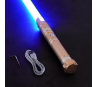 VEVOR Sabre Laser avec 12 Couleurs RVB, Épée Lumineuse de Duel 104 cm, Son FX et Poignée Réaliste, Sabre Lumineux Rechargeable, pour Déguisement, Jour de Noël, Halloween, Anniversaire, Couleur Or