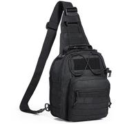 VEVOR Sac à bandoulière tactique, 10 L, sac d'épaule militaire avec design Molle et multi-poches, sac de poitrine tactique 600D, sac à dos pour le camping, la randonnée et le transport quotidien, noir